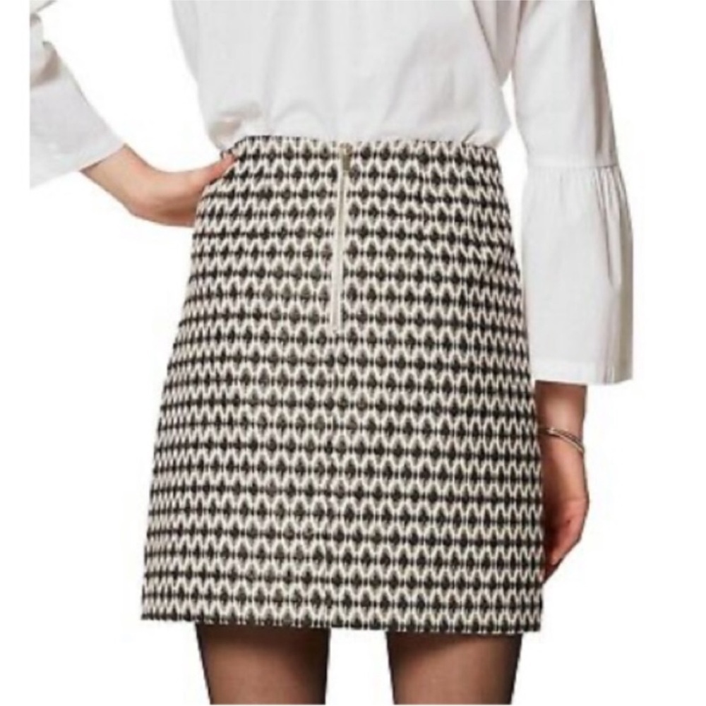 LOFT Diamond Jacquard A-Line Black Gold Mini Skirt - NWT - Picture 2 of 10